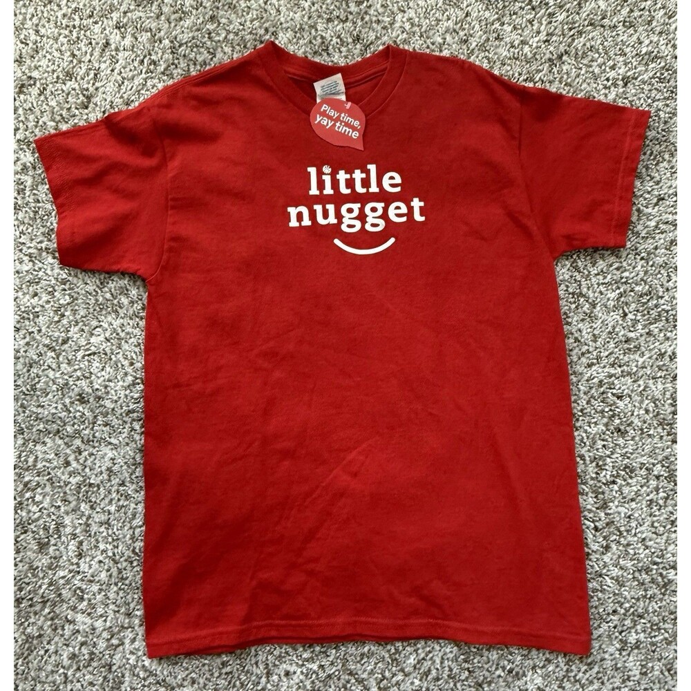Chick-fil-A Red  Short Sleeve TShirt Little Nugget Youth Play Time, Yay Time LG
